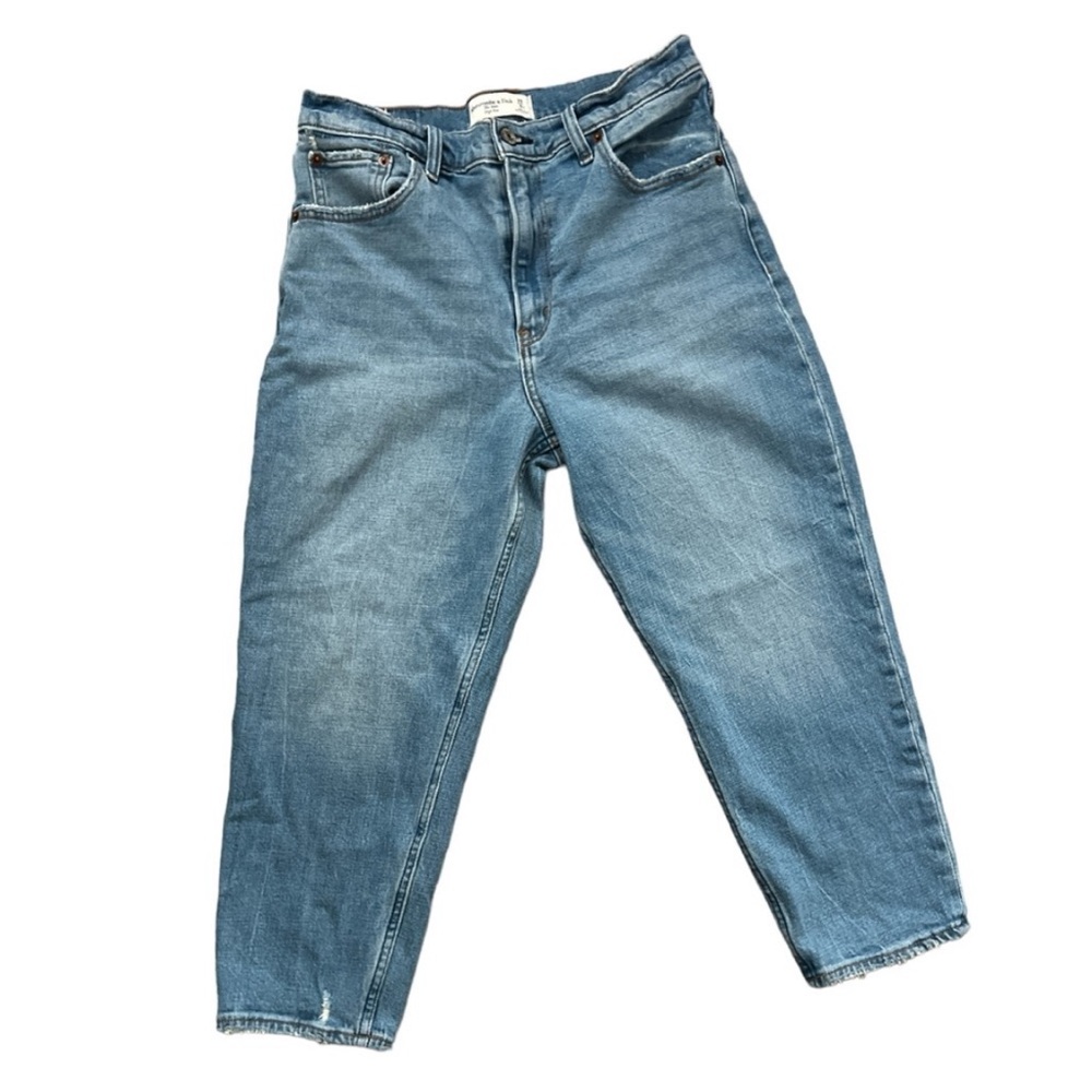 Abercrombie & Fitch The Mom High Rise Jeans Medium Blue Wash 29/8 extra short